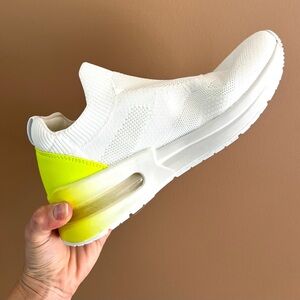 Nine West Pull On Neon Green and White Sneakers